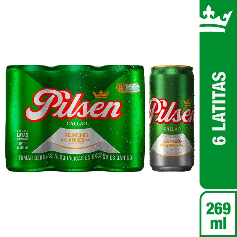 PILSEN CALLAO - Six Pack Cerveza Pilsen Callao Lata 269 mL