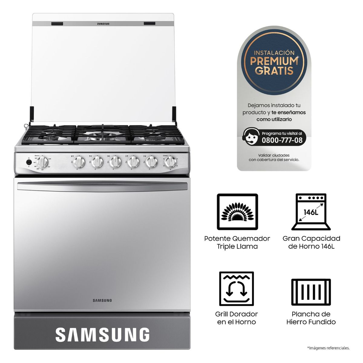 SAMSUNG - Cocina 30 5H Triple Llama Mirror Silver