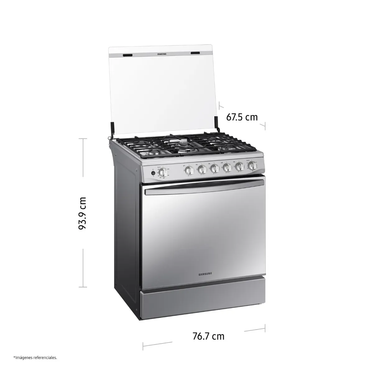SAMSUNG - Cocina a Gas Samsung NX52T7322PSPE 30 Pulgadas 5 Hornillas Triple Llama Mirror Silver
