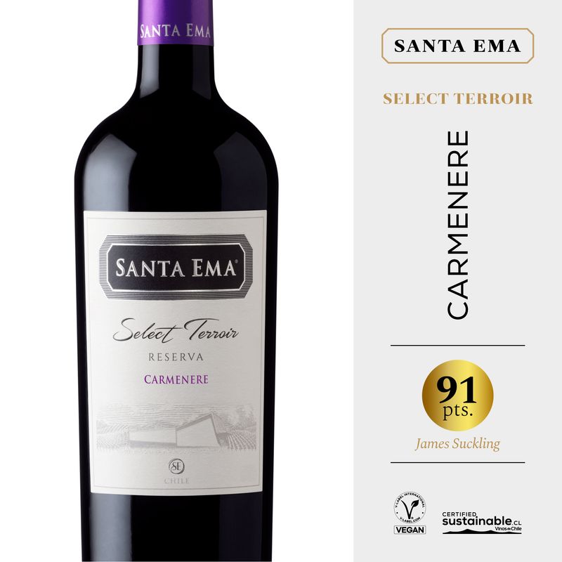 SANTA EMA - Vino Tinto Santa Ema Select Teroir Reserva Carmenere Botella 750 mL
