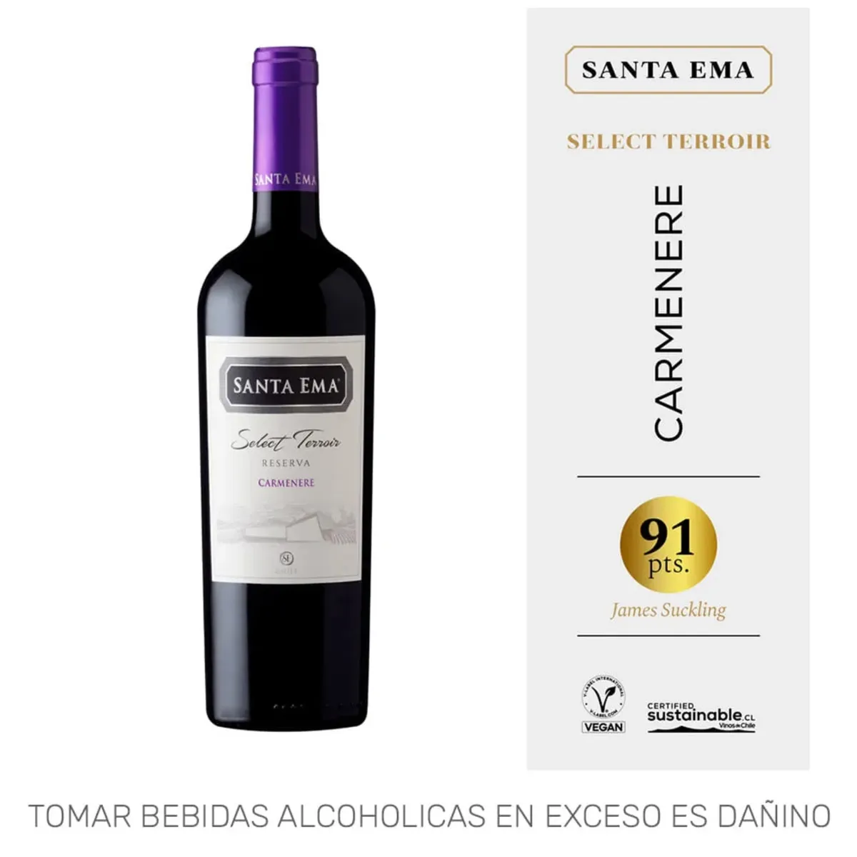 SANTA EMA - Vino Tinto Santa Ema Select Terroir Reserva Carmenere Botella 750 mL