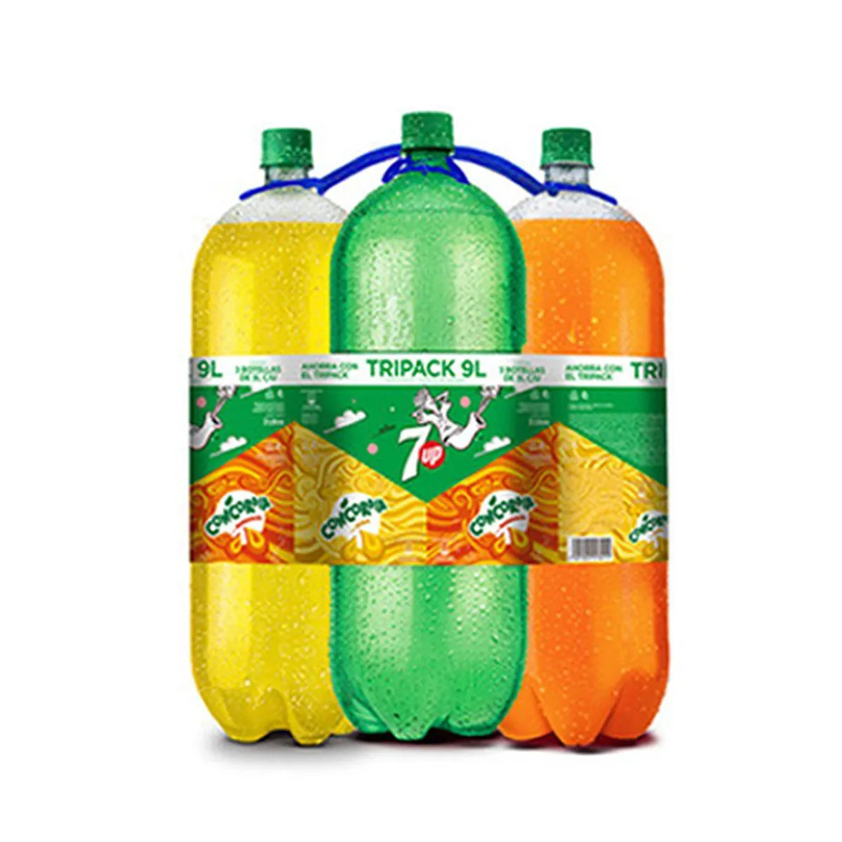 PEPSI - Gaseosa SevenUp 3 L + Concordia Naranja 3 L + Concordia Piña 3 L