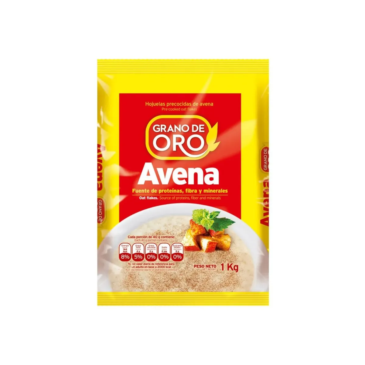 GRANO DE ORO - Avena Hojuelas Precocidas Grano de Oro Bolsa 1 Kg