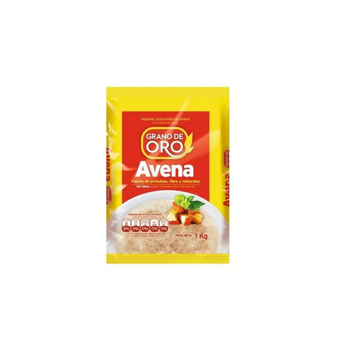 GRANO DE ORO - Avena Hojuelas Precocidas Grano de Oro Bolsa 1 Kg