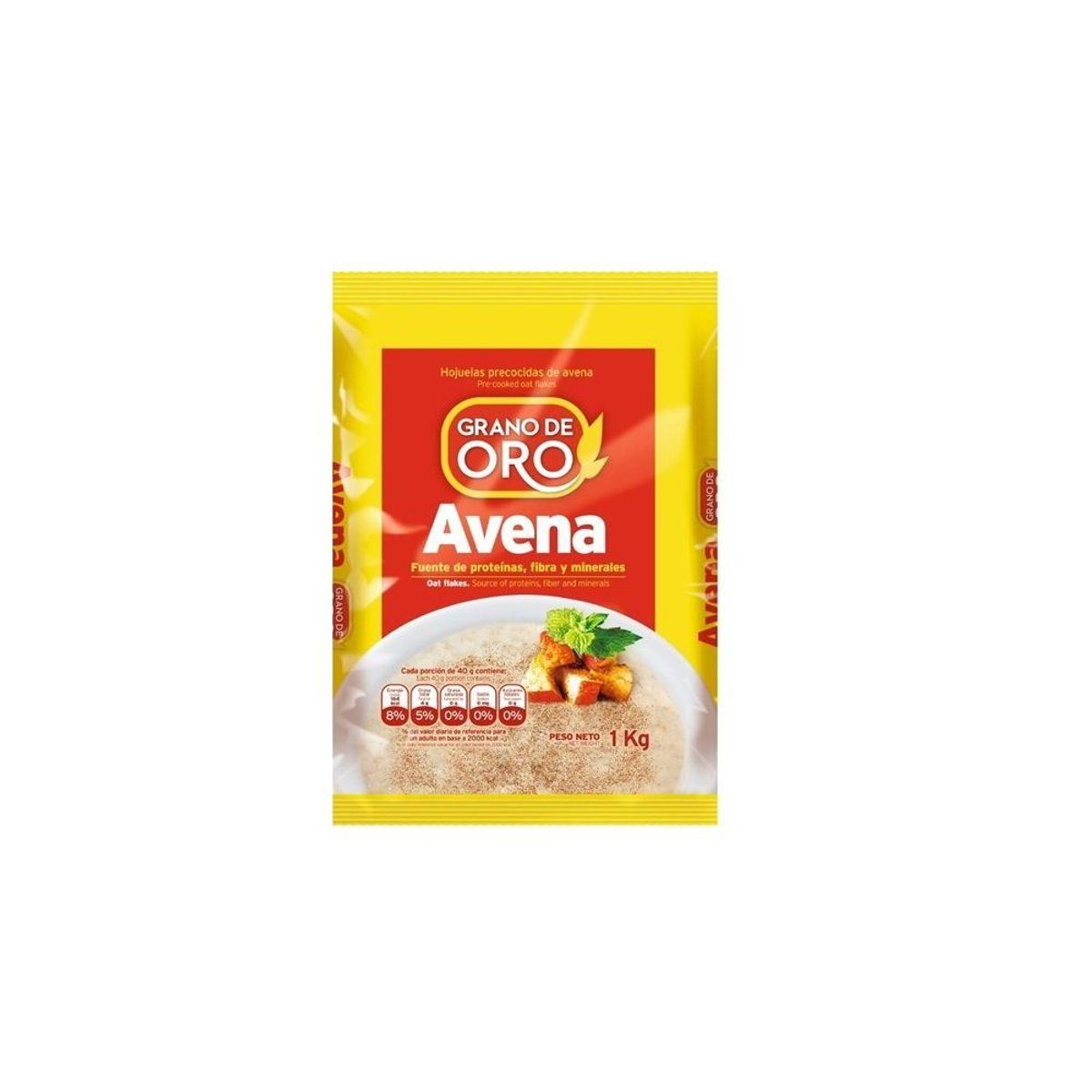 GRANO DE ORO - Avena Hojuelas Precocidas Grano de Oro Bolsa 1 Kg