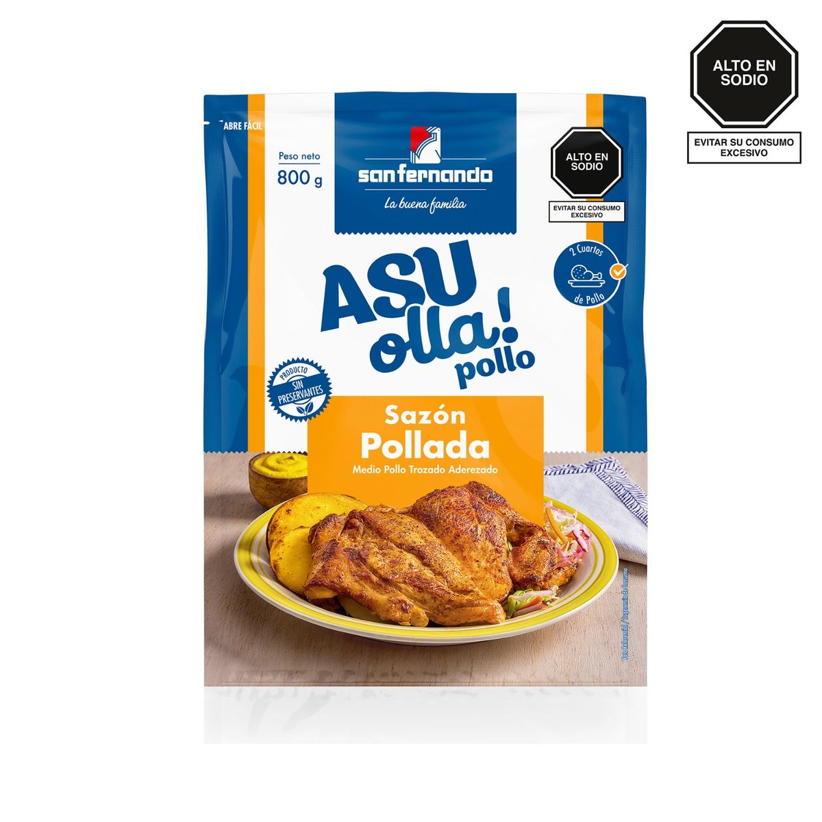 SAN FERNANDO - Pollo Macerado Sabor Pollada x 800 g Asu Olla!