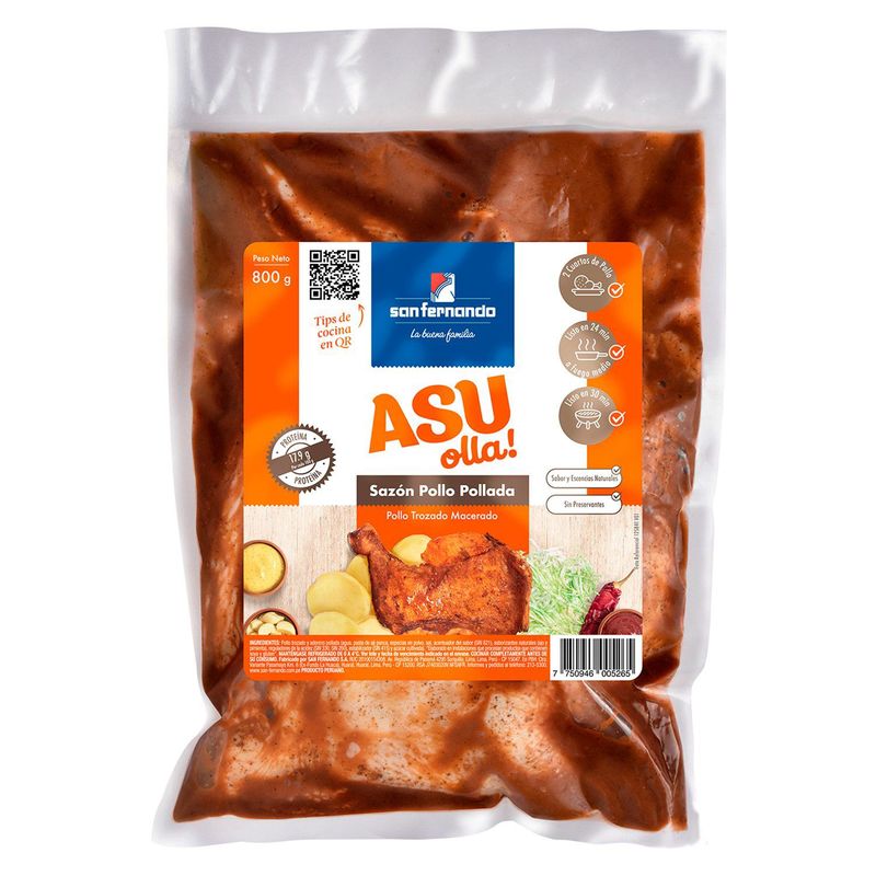 SAN FERNANDO - Pollo Macerado Sabor Pollada x 800 g Asu Olla!