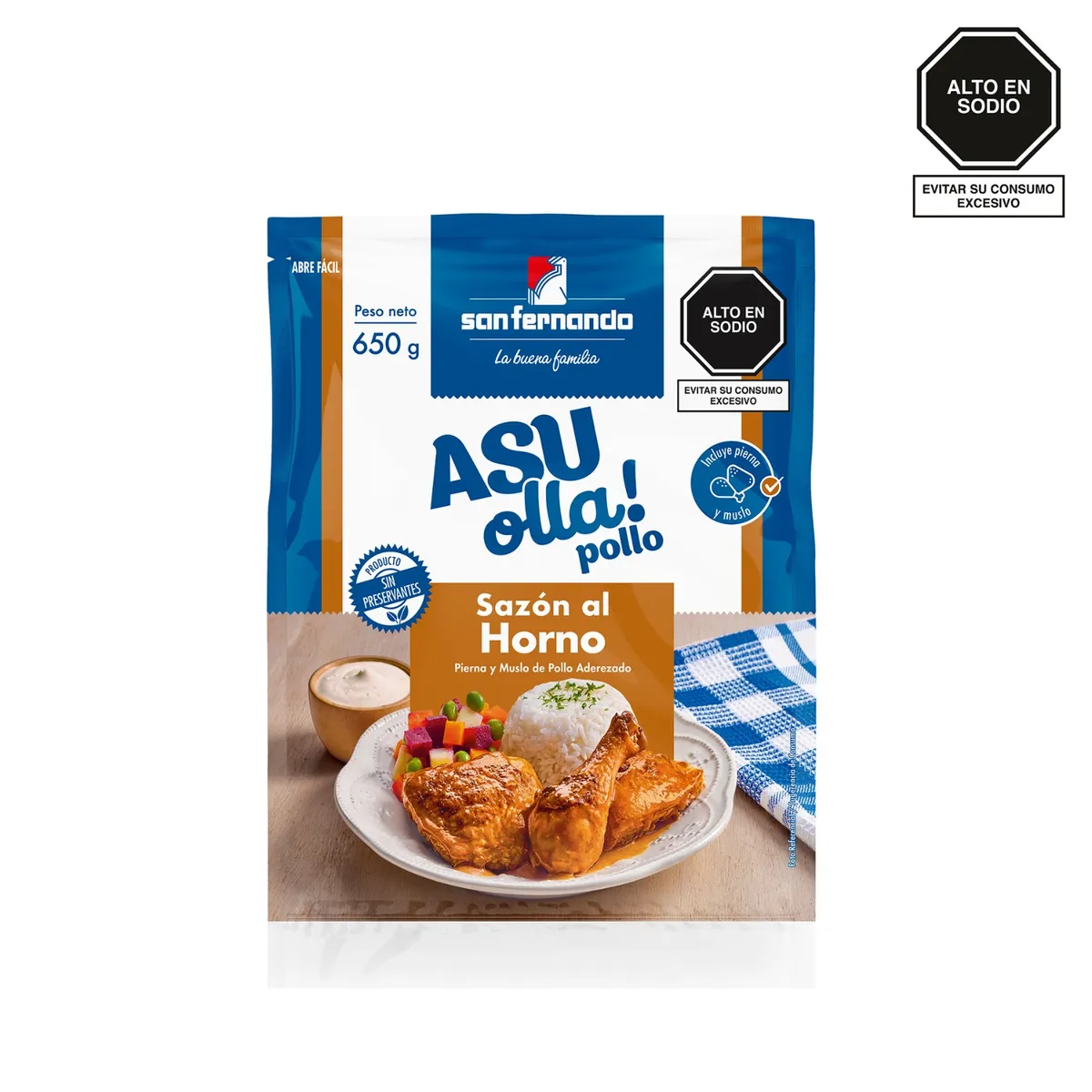 SAN FERNANDO - Pollo Macerado Sabor Al Horno x 800 g Asu Olla!