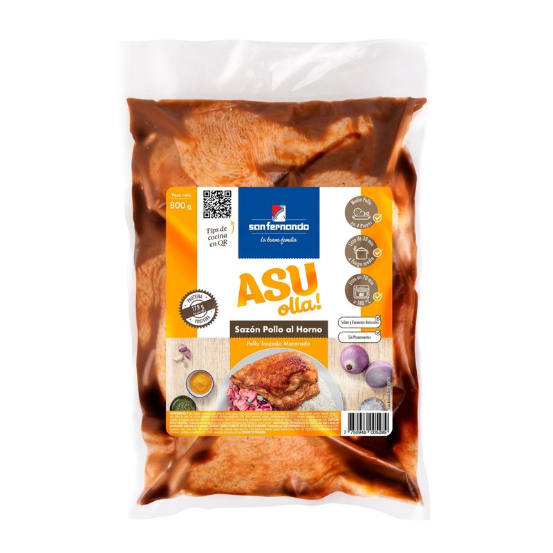 SAN FERNANDO - Pollo Macerado Sabor Al Horno x 800 g Asu Olla!