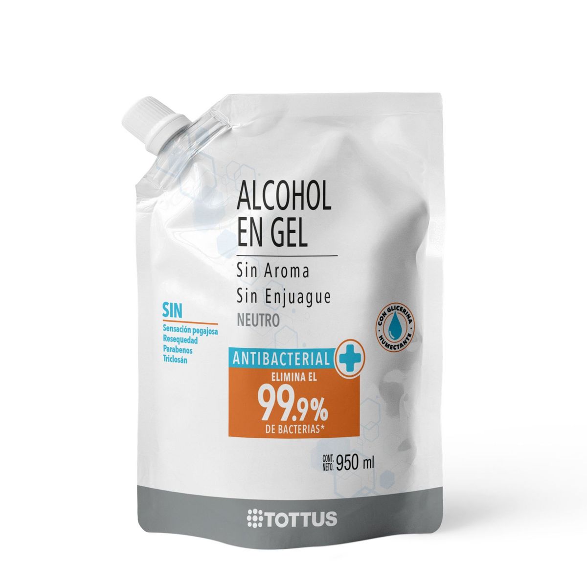 TOTTUS - Alcohol en Gel Tottus Sin Aroma Doypack 950 mL