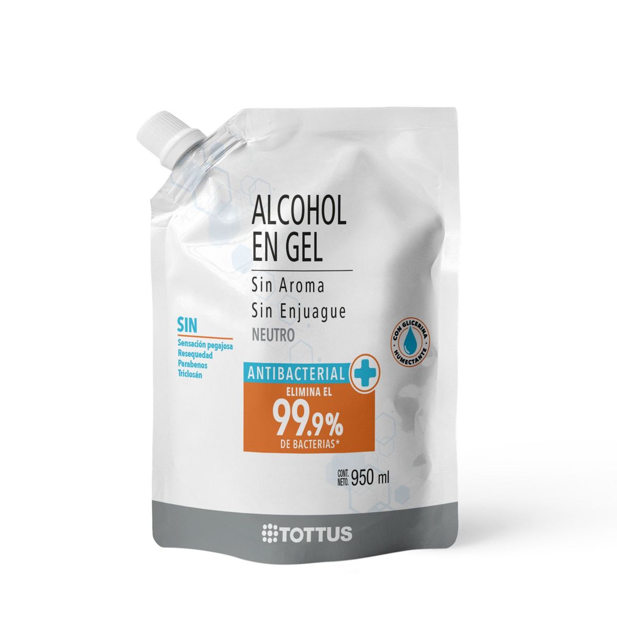 TOTTUS - Alcohol en Gel Tottus Sin Aroma Doypack 950 mL