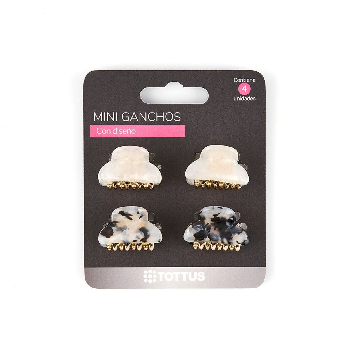 TOTTUS - Ganchos Mini para Cabello Tottus Colores Surtidos Empaque 4 Und