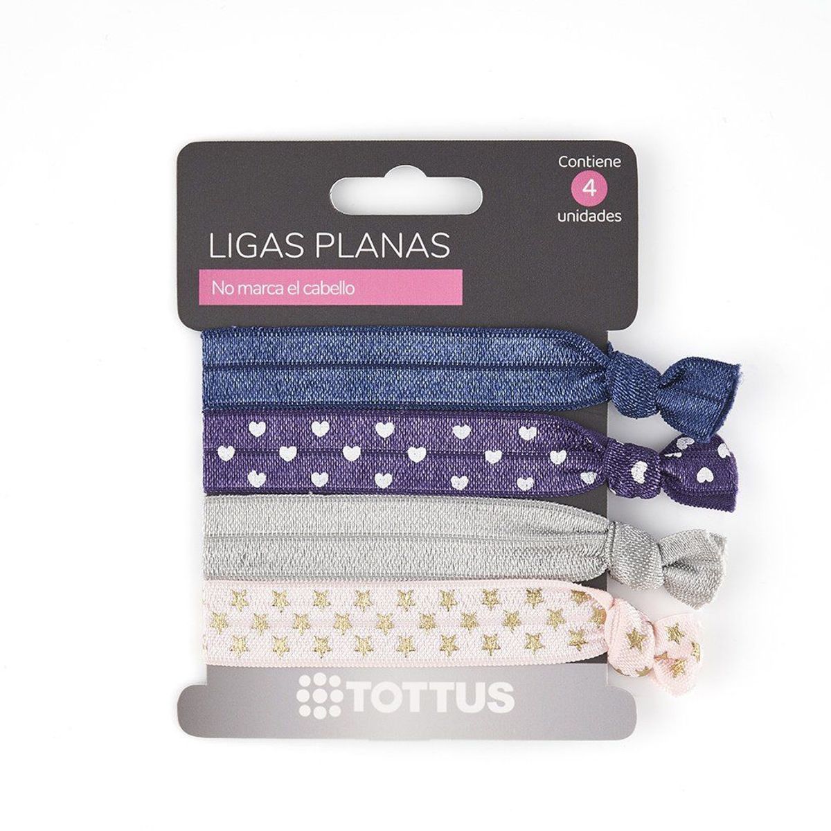 TOTTUS - Ligas Planas para Cabello Mix 2 Tottus Empaque 4 Und