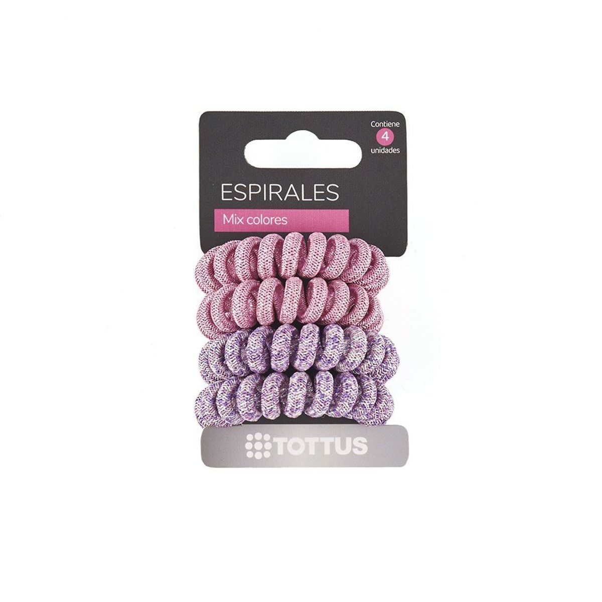 TOTTUS - Ligas Espirales para Cabello Tottus Mix 1 Empaque 4 Und