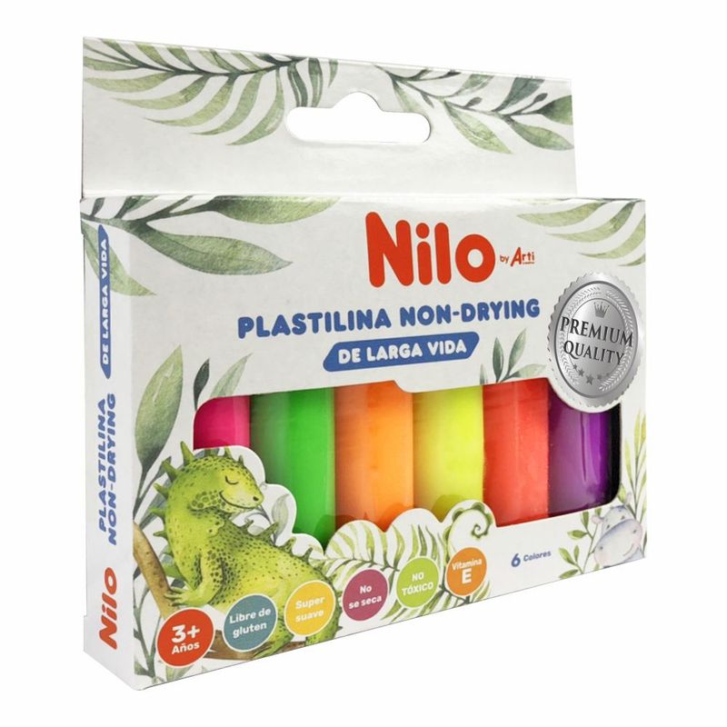 ARTI CREATIVO - Plastilina Nilo Larga Vida Neón Caja 6 Und