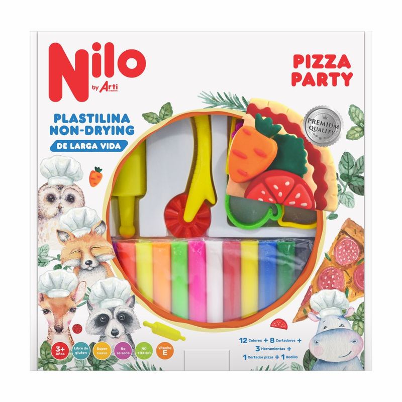ARTI CREATIVO - Plastilina Nilo de Larga Vida Pizza Party Caja 12 Und
