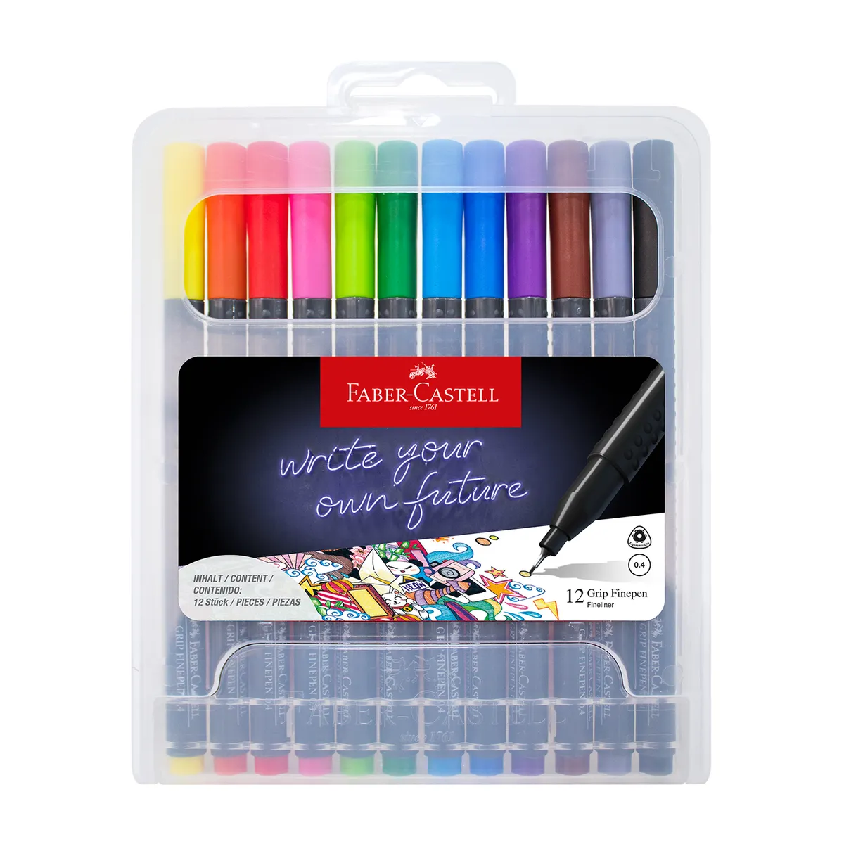 FABER CASTELL - GRIP FINEPEN ESTUCHE RIGIDO X12