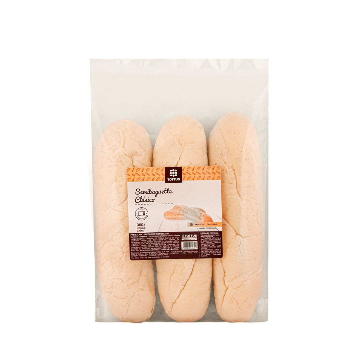TOTTUS - Semi Baguette Clásico Precocido Congelado Tottus 360 g