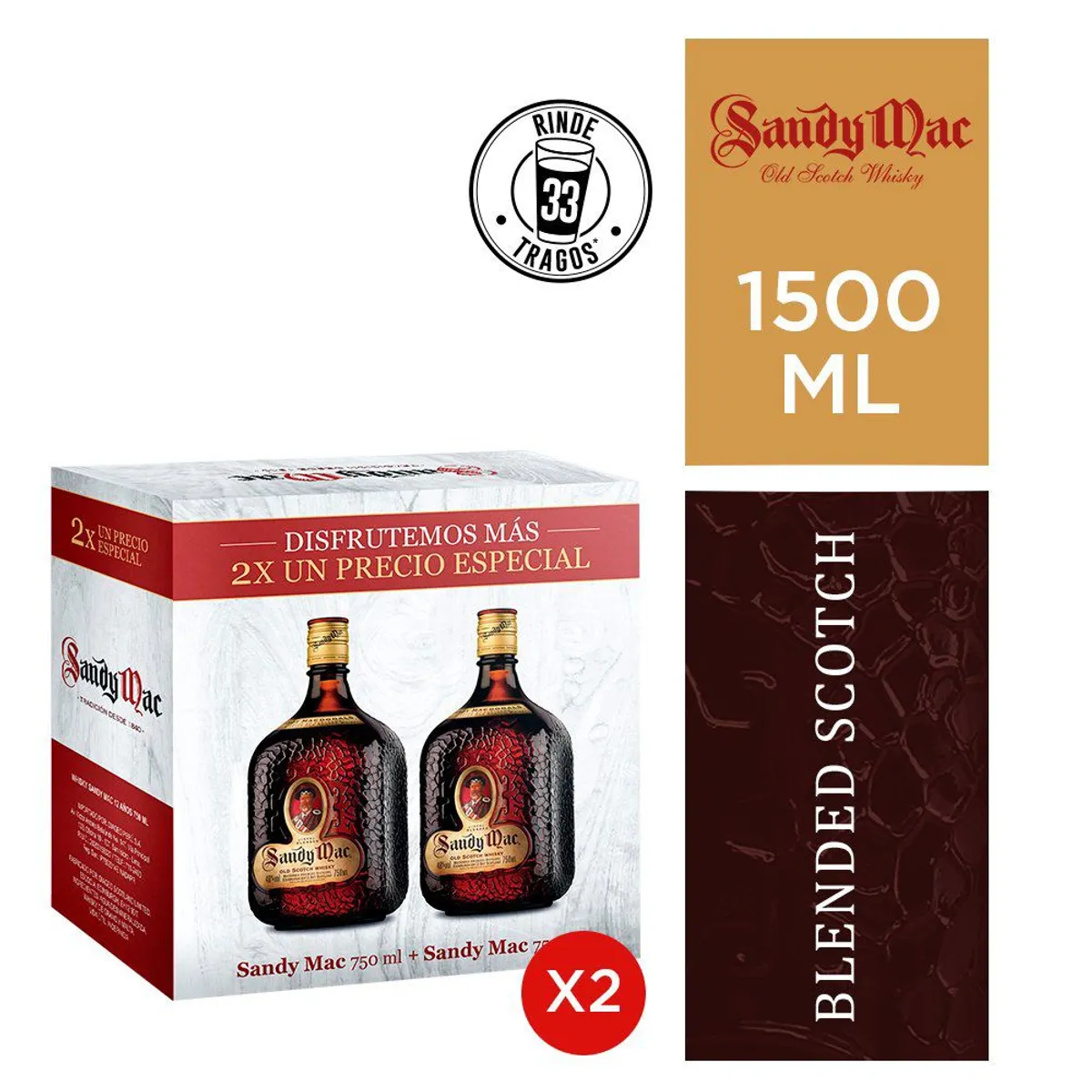 SANDY MAC - Whisky Sandy Mac Botella Pack 2 Botellas 700 mL