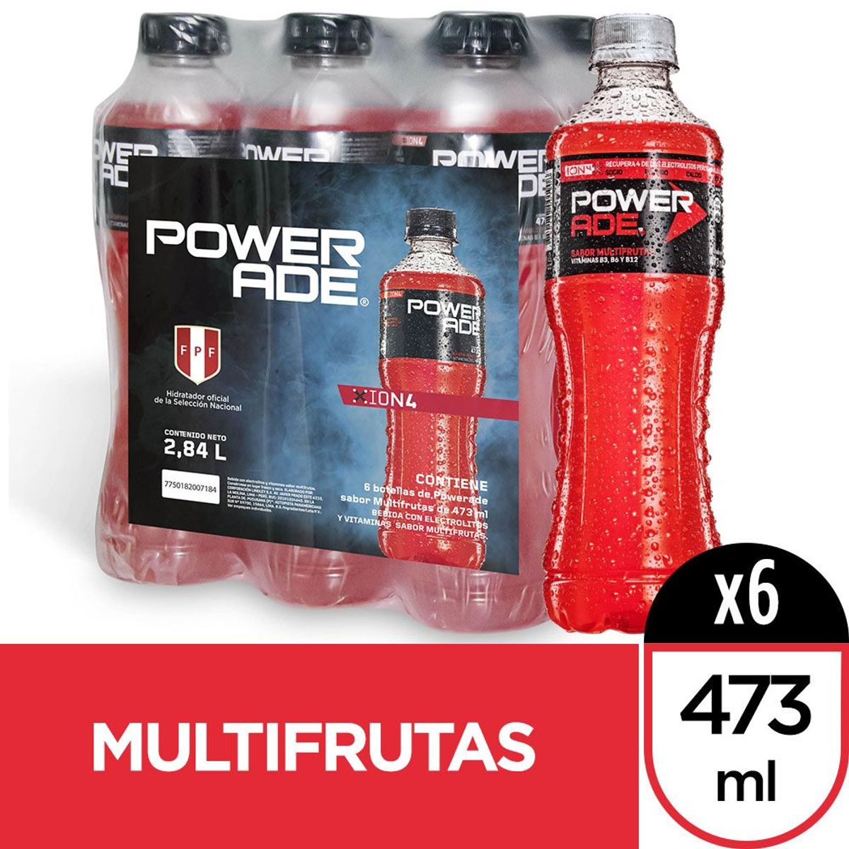 POWERADE - Bebida Rehidratante Powerade Multifrutas Sixpack Botella 473 mL