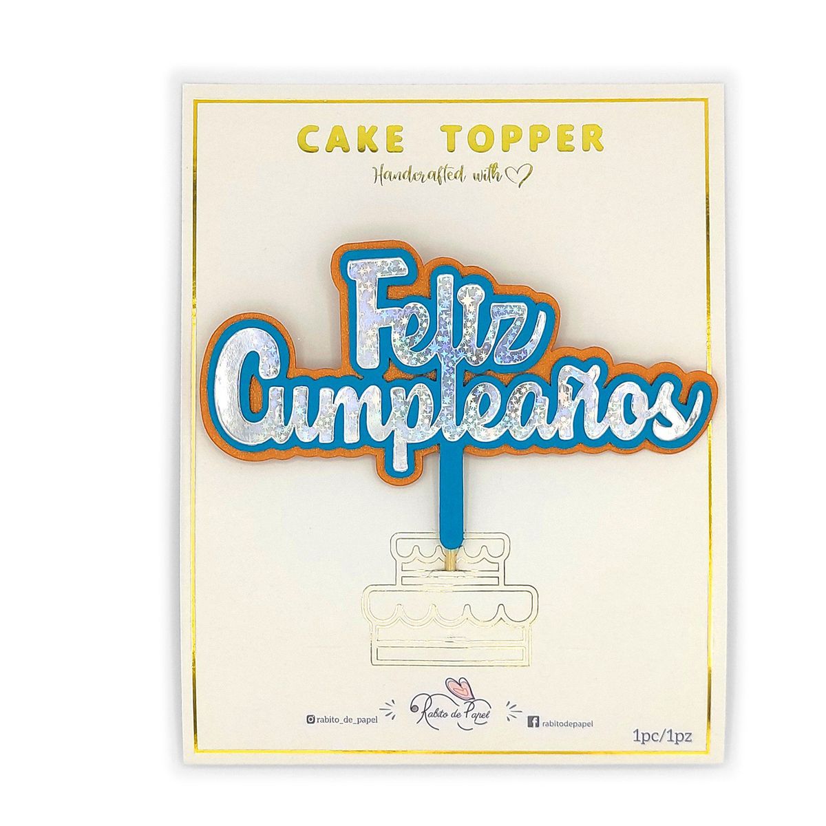 AREX - Topper Feliz Cumpleaños Plateado