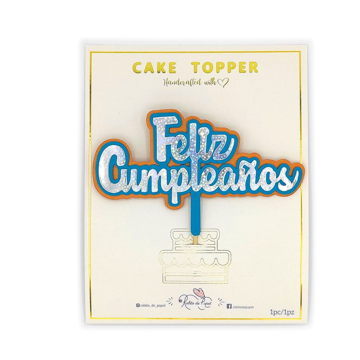 AREX - Topper Feliz Cumpleaños Plateado