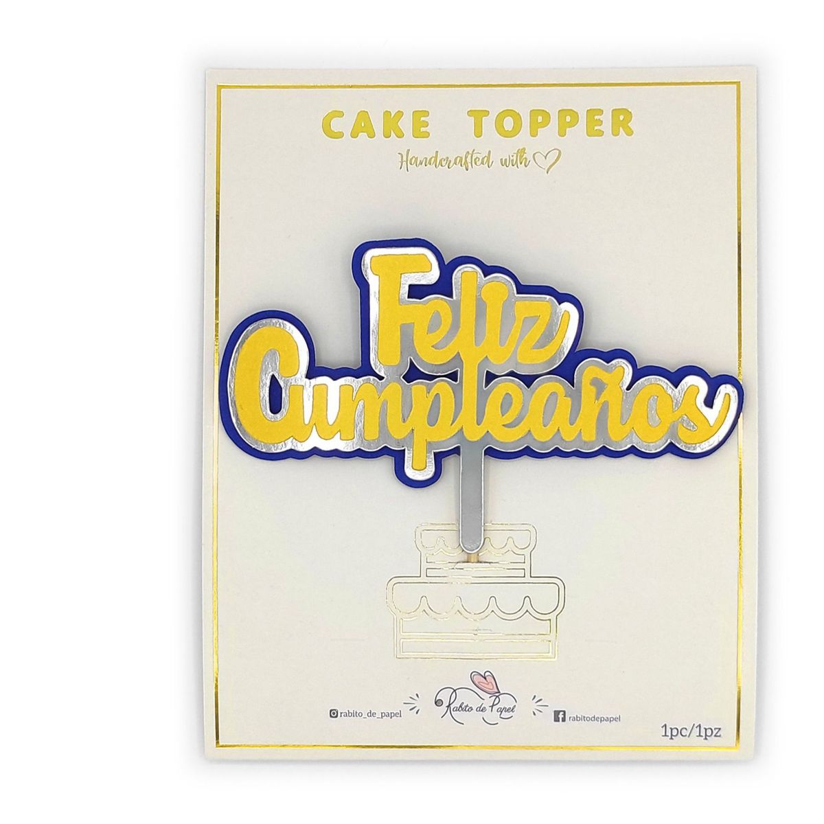 AREX - Topper Feliz Cumpleanos Amarillo