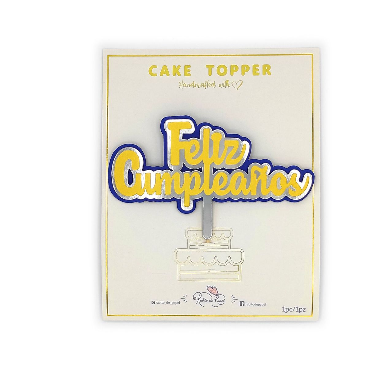 AREX - Topper Feliz Cumpleanos Amarillo