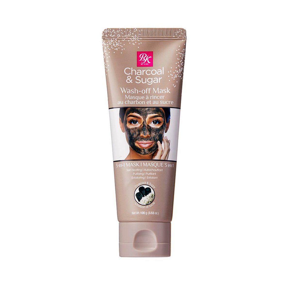 KISS - Mascarilla Facial Wash Off Kiss Carbón y Azúcar Envase 100 g