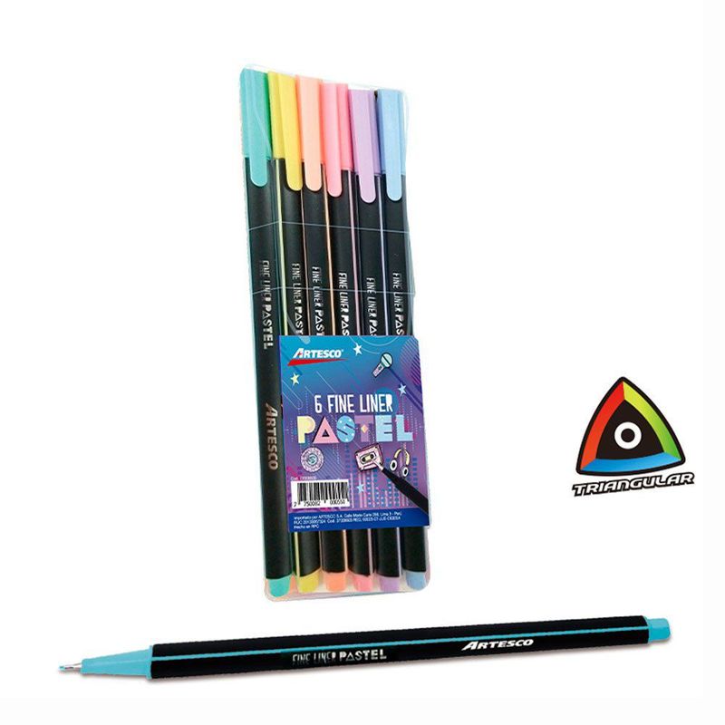 ARTESCO - Fine Liner Triangular Est Pastelx 6Un