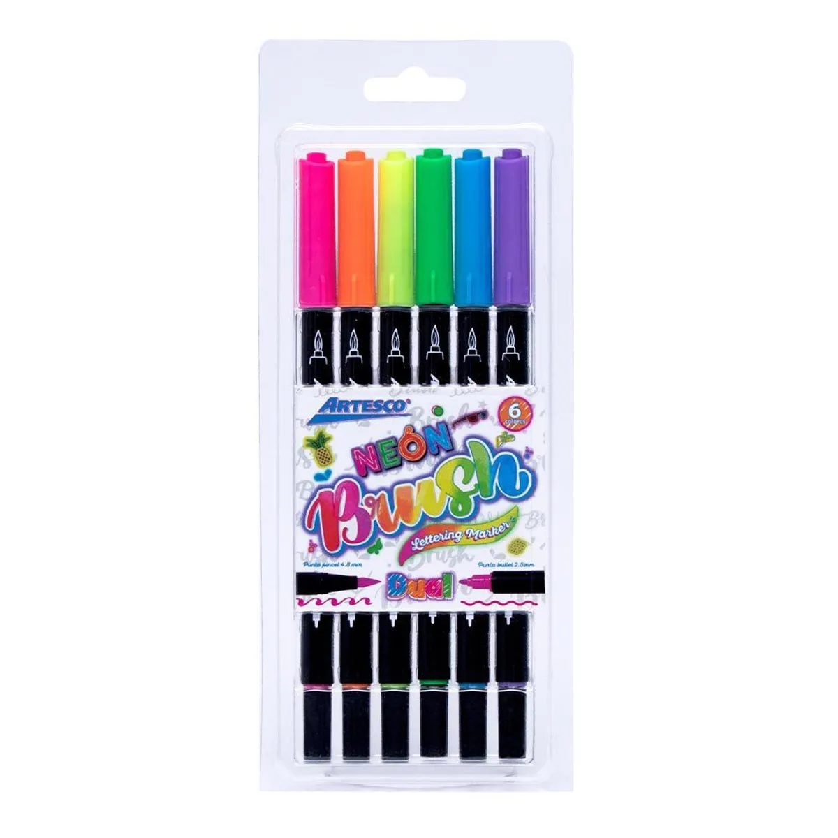 ARTESCO - MARCADOR DUAL BRUSH NEON X6