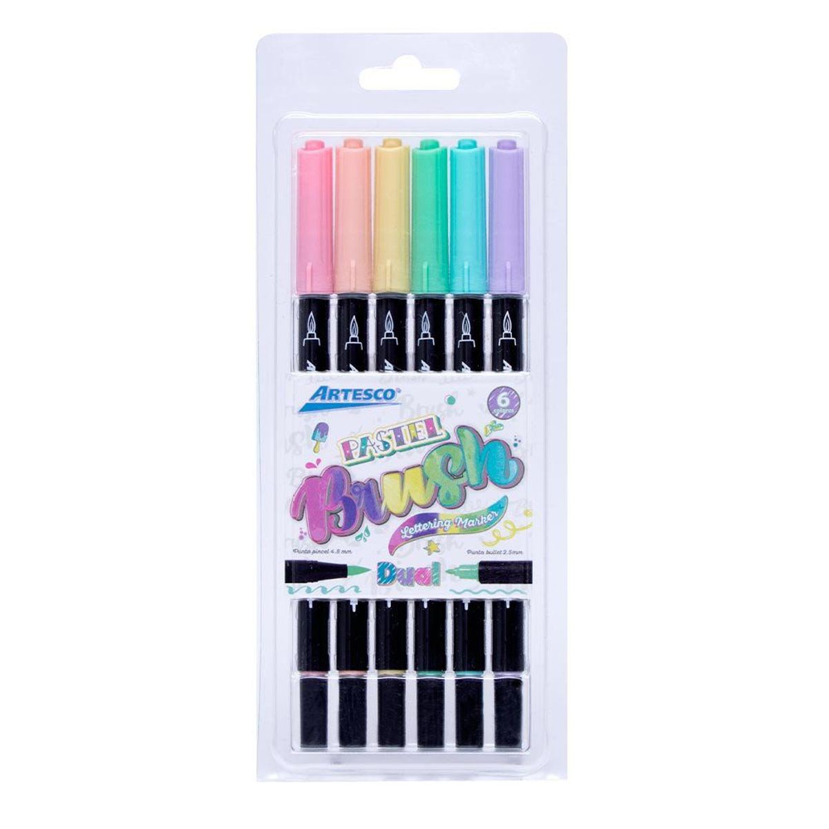 ARTESCO - MARCADOR DUAL BRUSH PASTEL X6