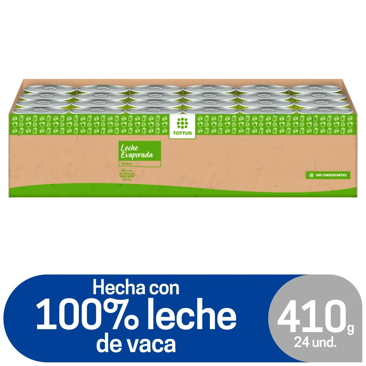 TOTTUS - Leche Evaporada Tottus 24 Unidades