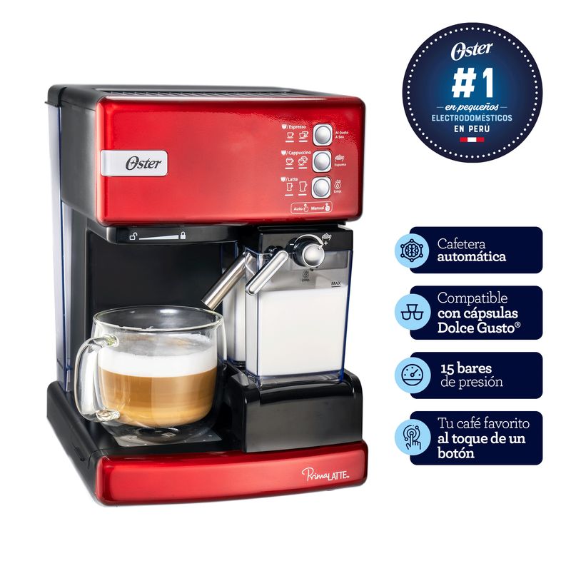 OSTER - Cafetera Prima Latte Roja Oster