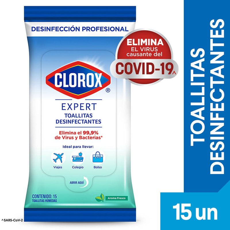 CLOROX - Toallas Desinfectantes Clorox Expert Sin Lejía Empaque 15 Und