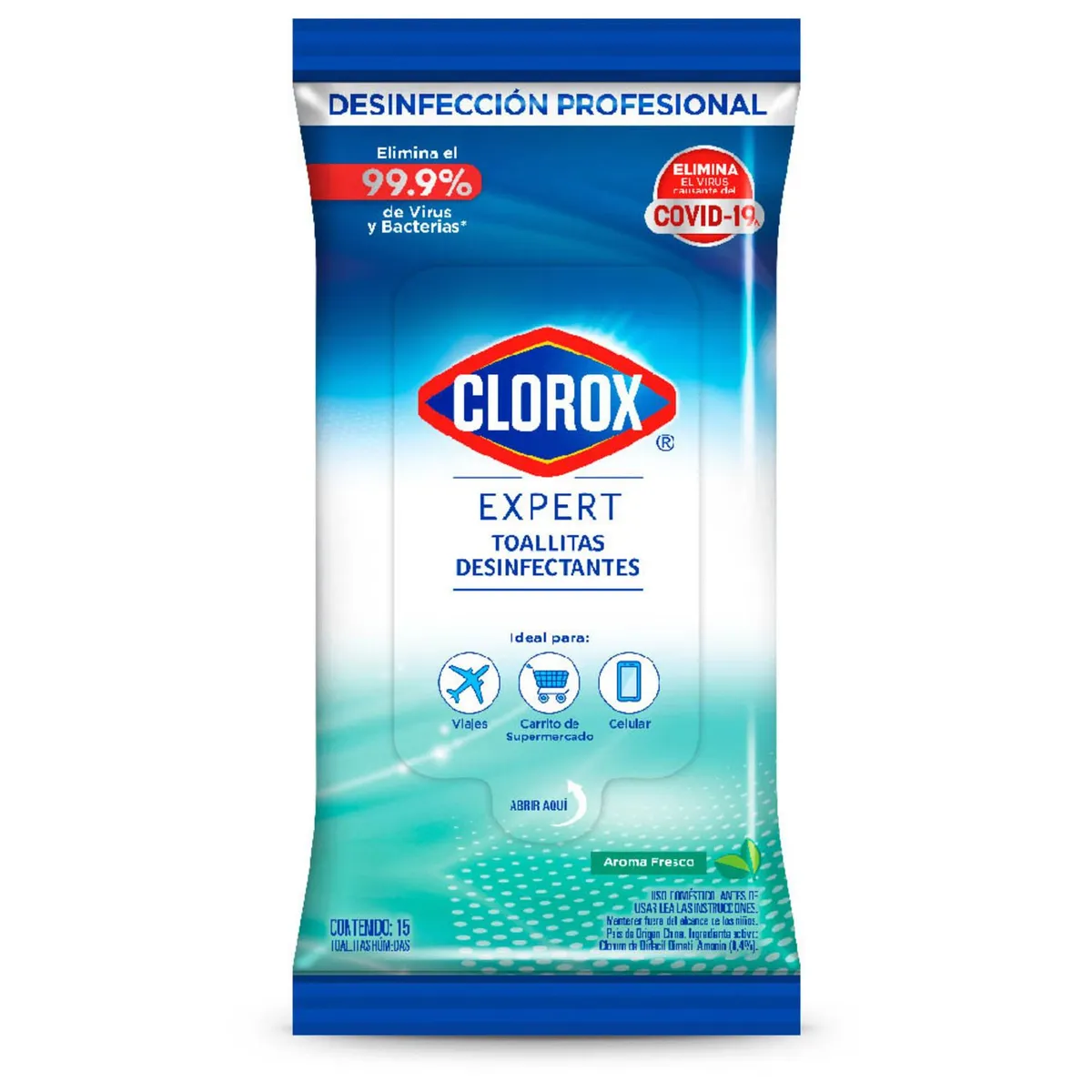 CLOROX - Toallitas Desinfectantes Clorox Expert Empaque 15 Und