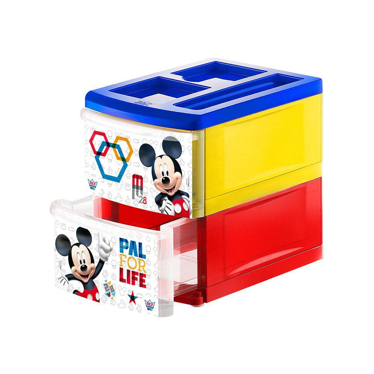 REY - Organizador Práctico Decorado 2 Niveles Disney Mickey