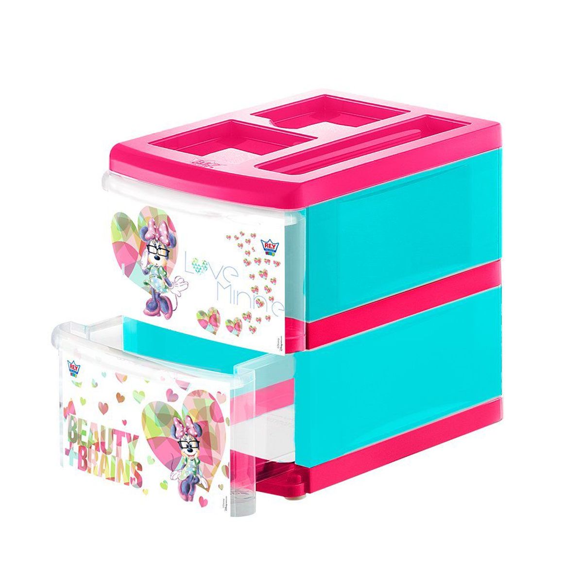 REY - Organizador Práctico Decorado 2 Niveles Disney Minnie