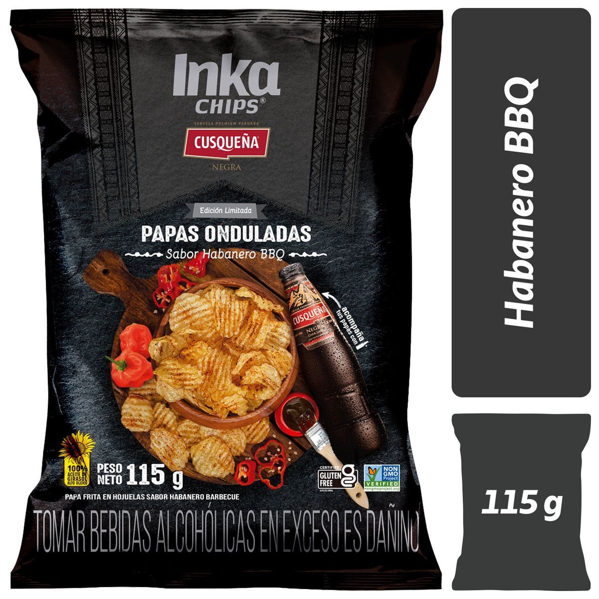 INKA CHIPS - Papas Inka Chips Ondas Habanero BBQ Bolsa 115 g