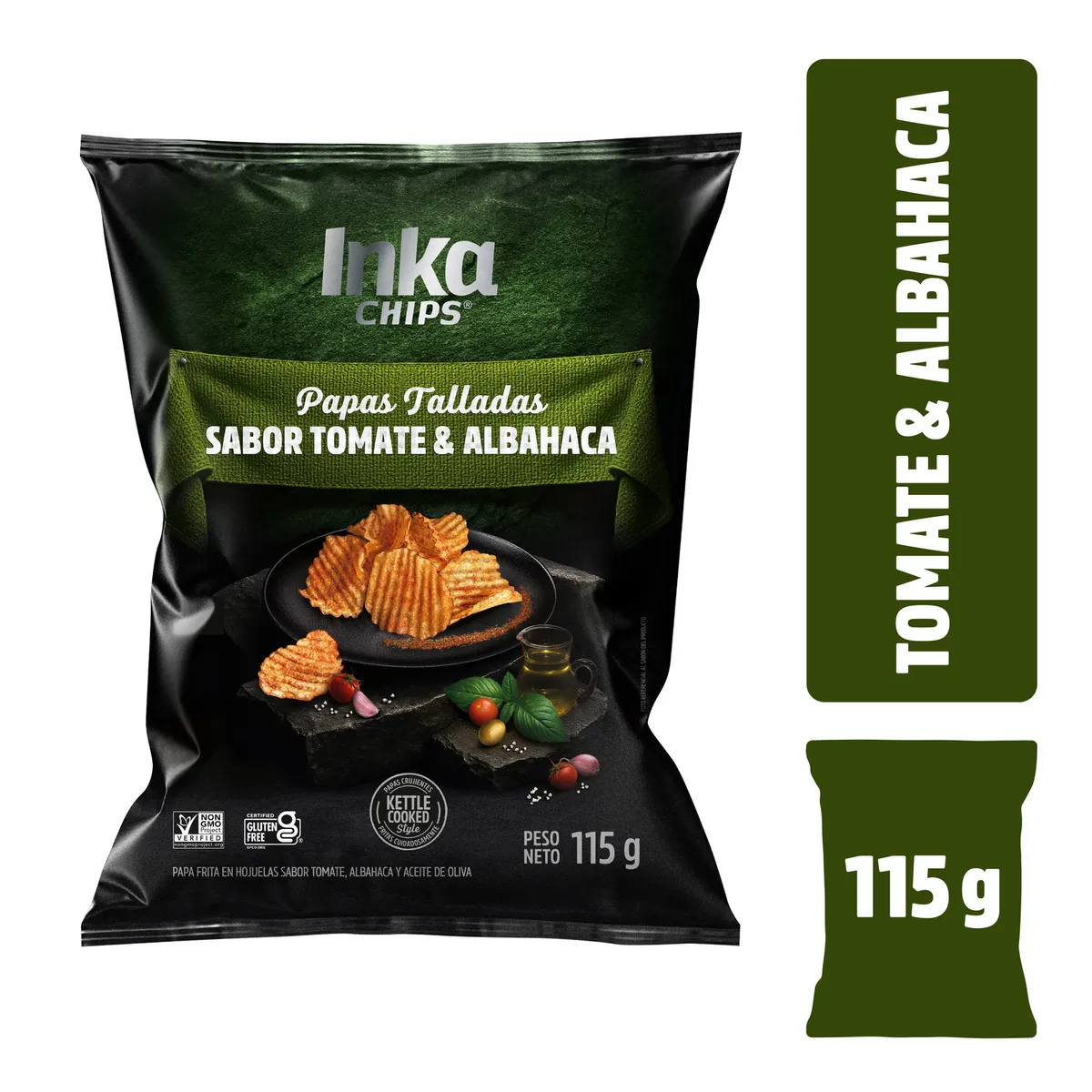 INKA CHIPS - Papas Inka Chips Ondas Tomate Albahaca Bolsa 115 g