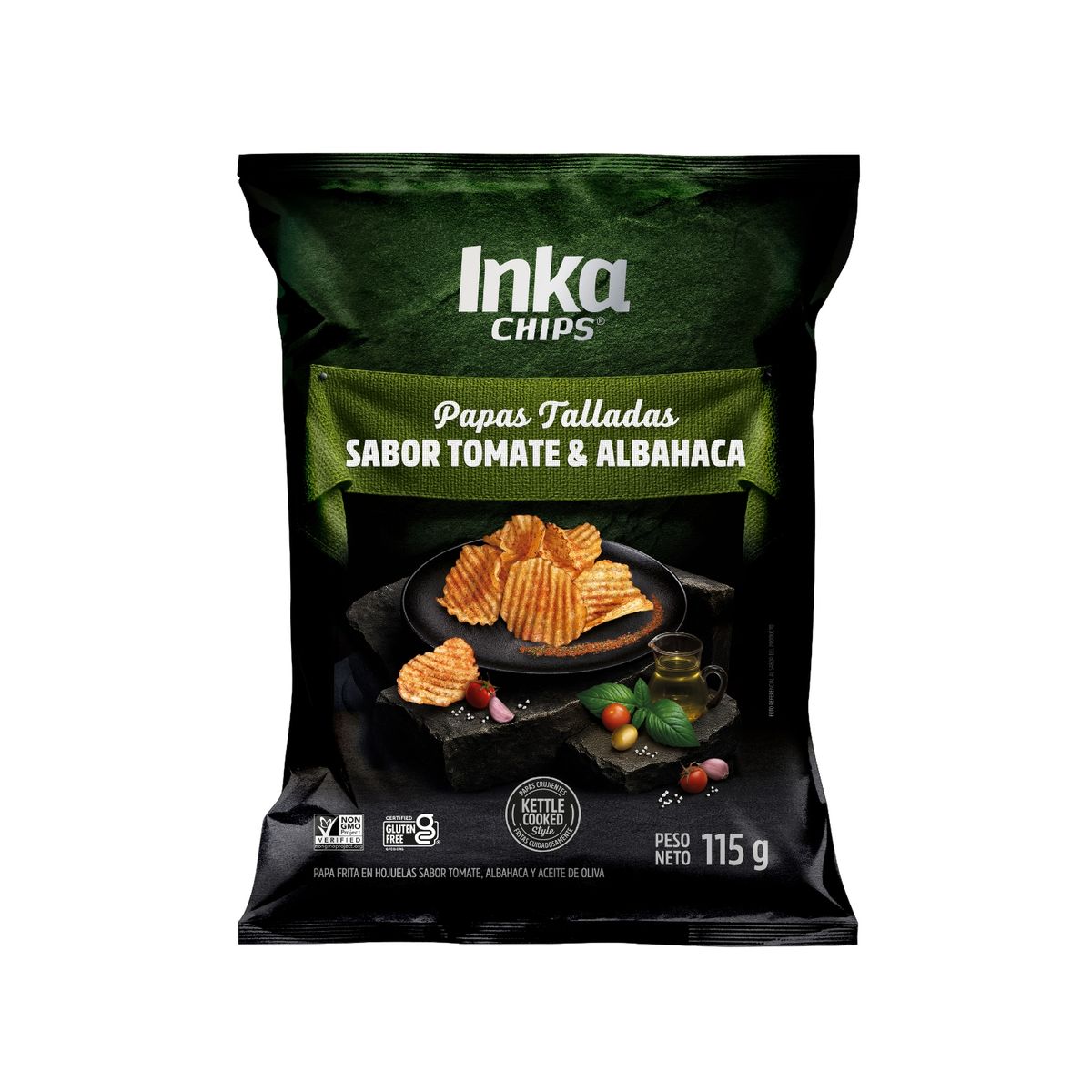 INKA CHIPS - Papas Inka Chips Ondas Tomate Albahaca Bolsa 115 g
