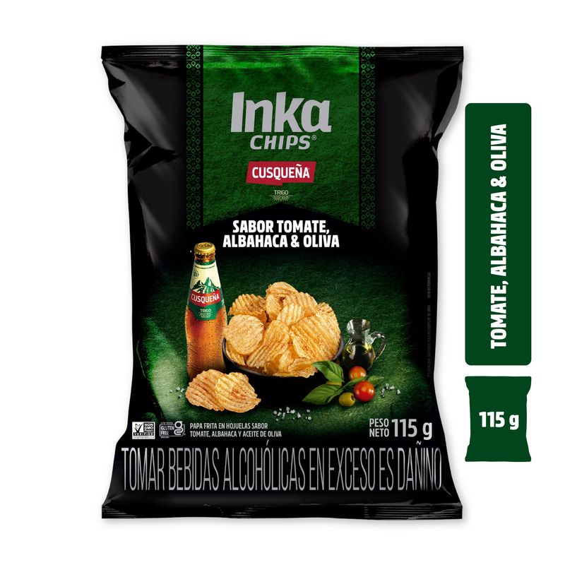INKA CHIPS - Papas Inka Chips Ondas Tomate Albahaca Bolsa 115 g