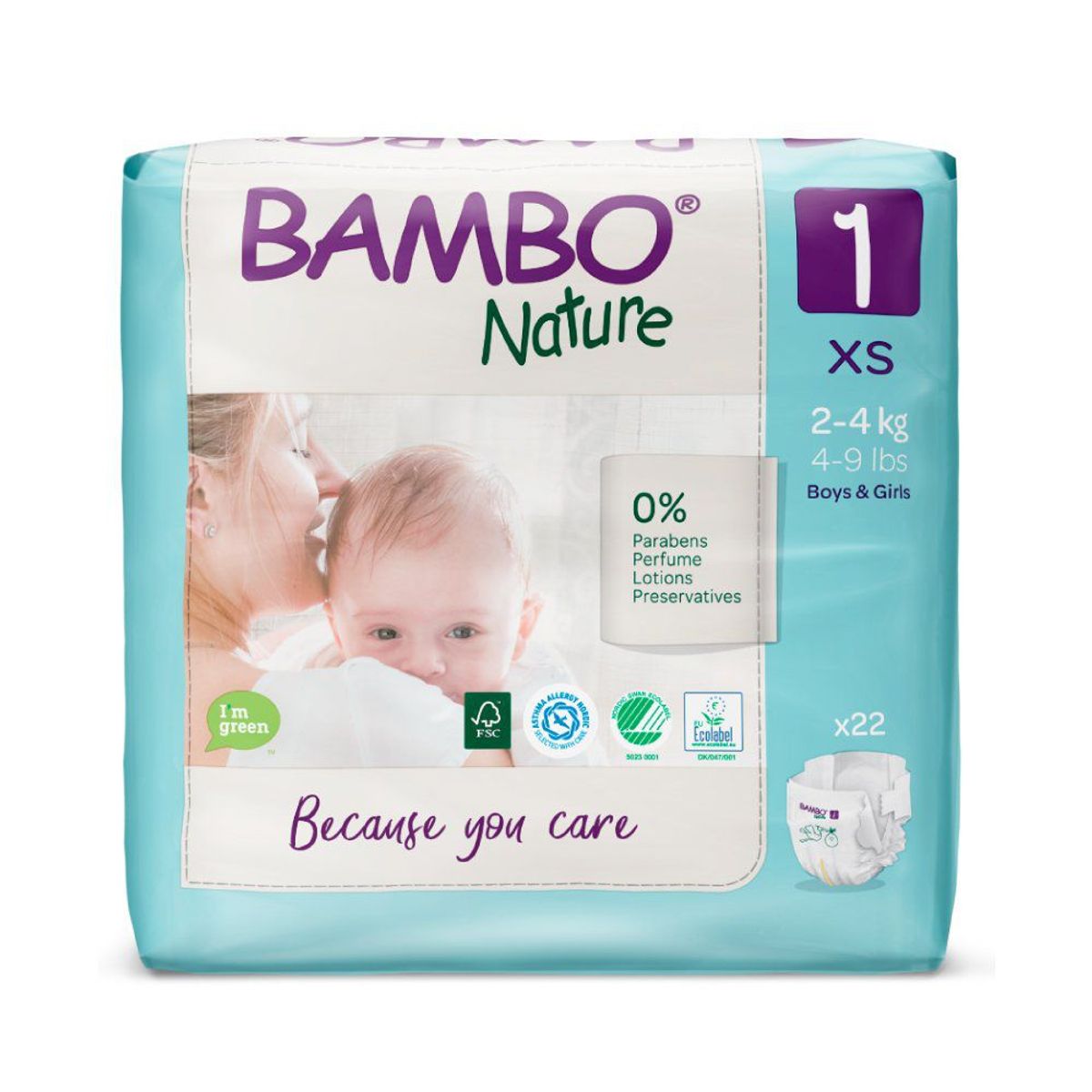 BAMBO NATURE - Pañales Bambo Nature Talla 1 XS Empaque 22 Und