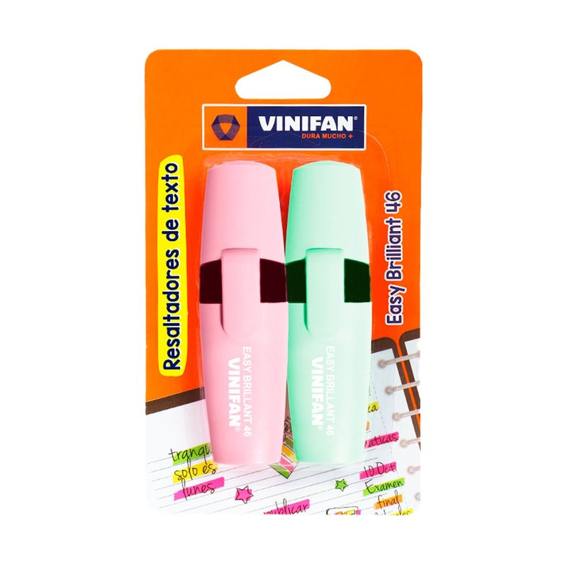 VINIFAN - Resaltadores Vinifan Pastel Verde y Rojo Empaque 2 Und