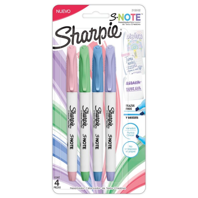 SHARPIE - Resaltador Sharpie Note Pastel Blíster 4 Und