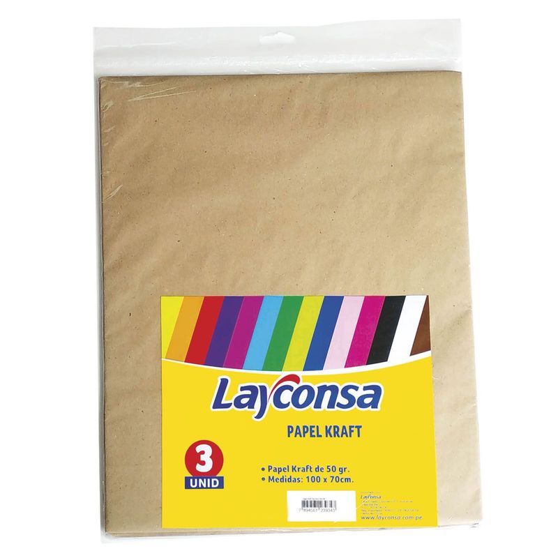 LAYCONSA - Papel Kraft Layconsa 50 G 70 cm X 100 cm Rollo 3 Und