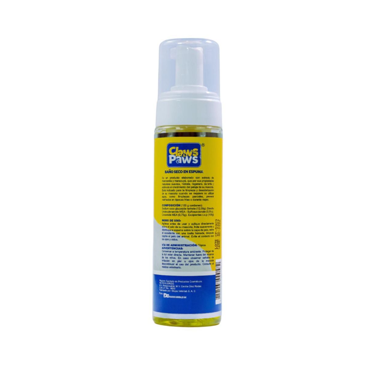 CLAWS PAWS - Baño de Espuma Seco Gato Claws Paws Envase 250 mL