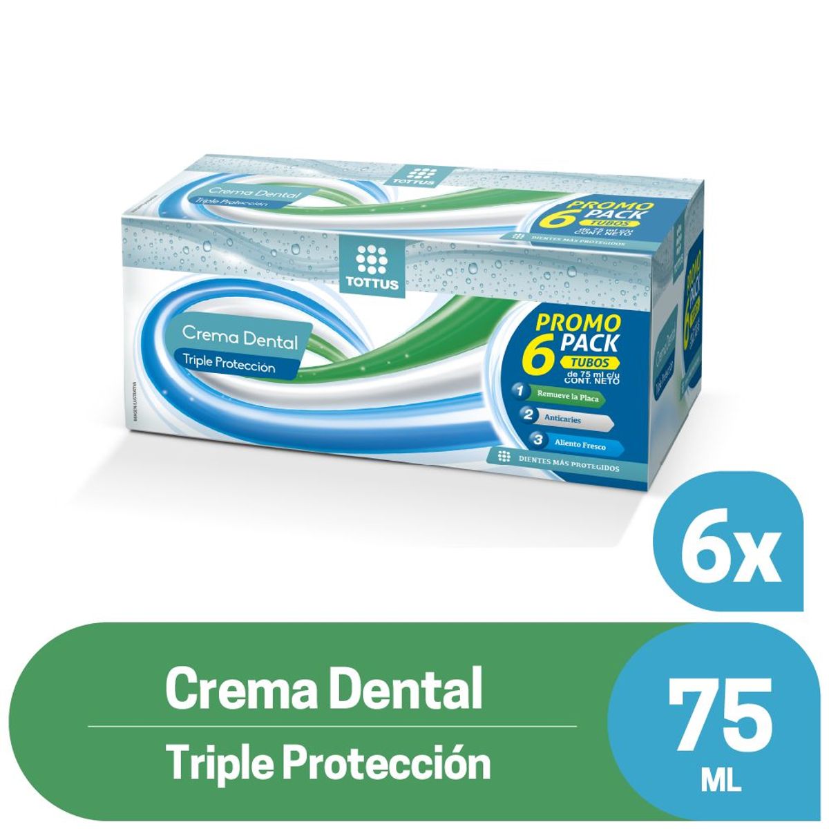 TOTTUS - Crema Dental Tottus Triple Protección Empaque 6 Und