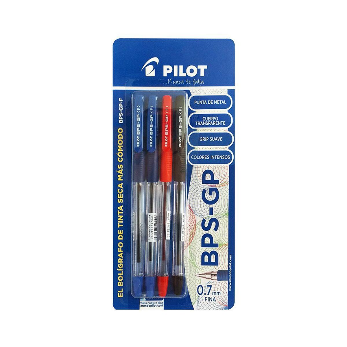 PILOT - Lapicero Pilot Tinta Seca BPS GP 2 Azul + 1 Rojo + 1 Negro Empaque 4 Und