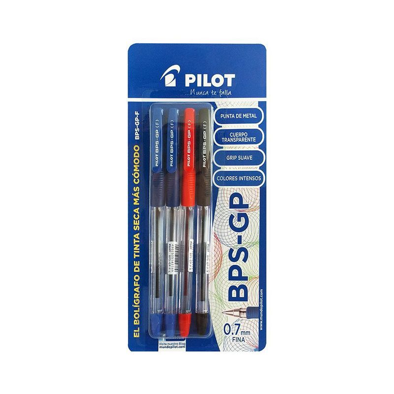 PILOT - Boligrafo Pilot Bpsgp X4 2Azu+Neg+Roj